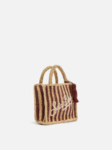 Mini Vanity Raffia bag with striped print