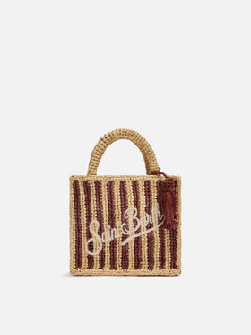 Mini Vanity Raffia bag with striped print