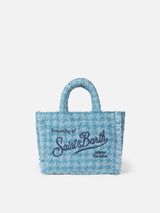 Wollhandtasche Mini Vanity mit hellblauem Tweedmuster