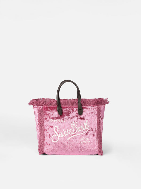 Borsa a mano Mini Vanity in ciniglia rosa