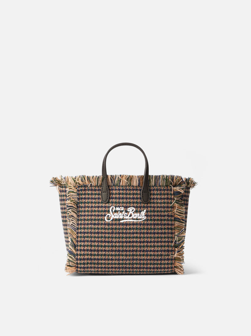 Borsa a mano Mini Vanity in lana con motivo pied de poule