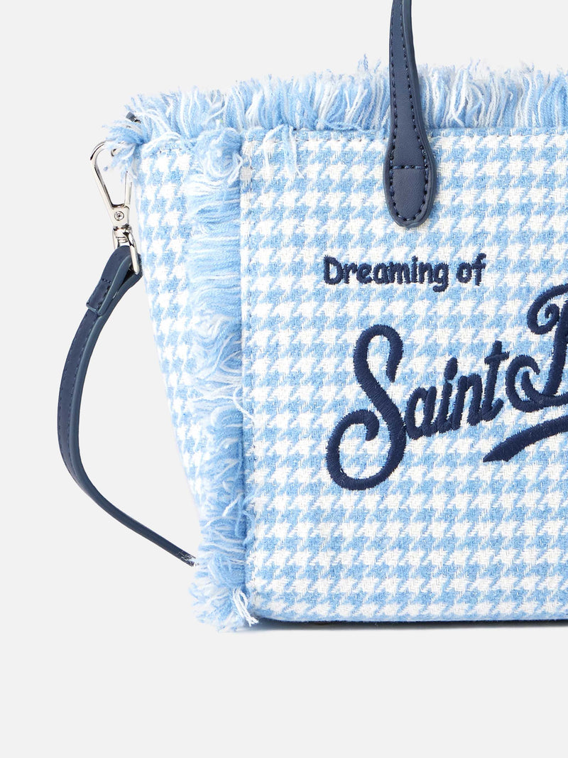 Borsa a mano Mini Vanity in lana con motivo pied de poule lucido