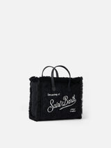 Mini Vanity black wooly cable knit handbag