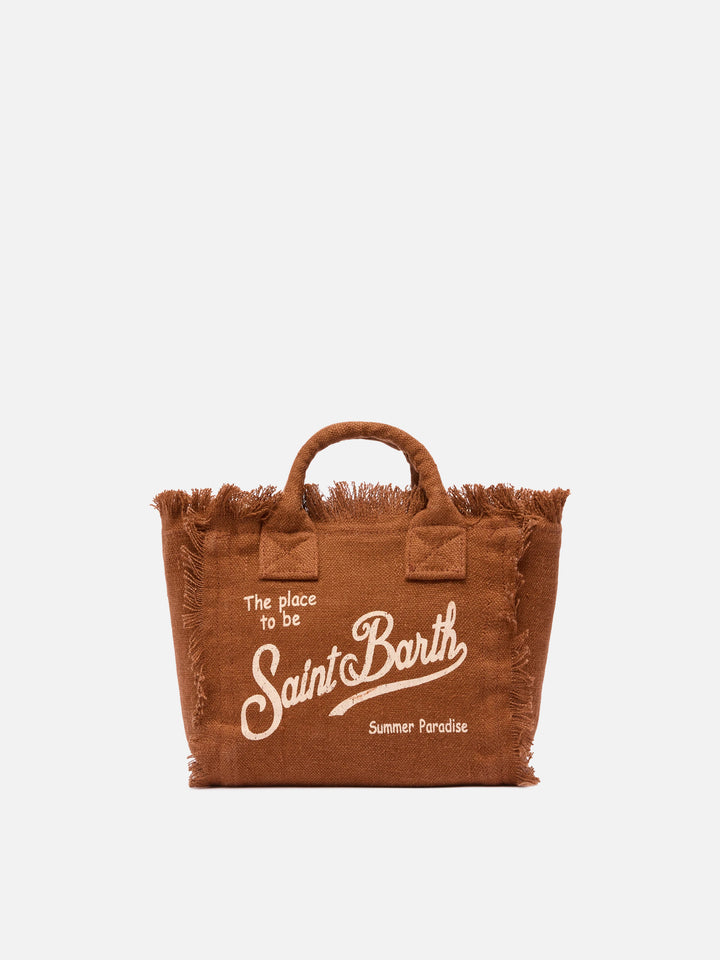 Borsa Mini Vanity in lino marrone