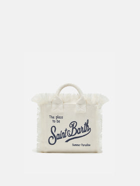White solid color linen Vanity mini bag with removable strap
