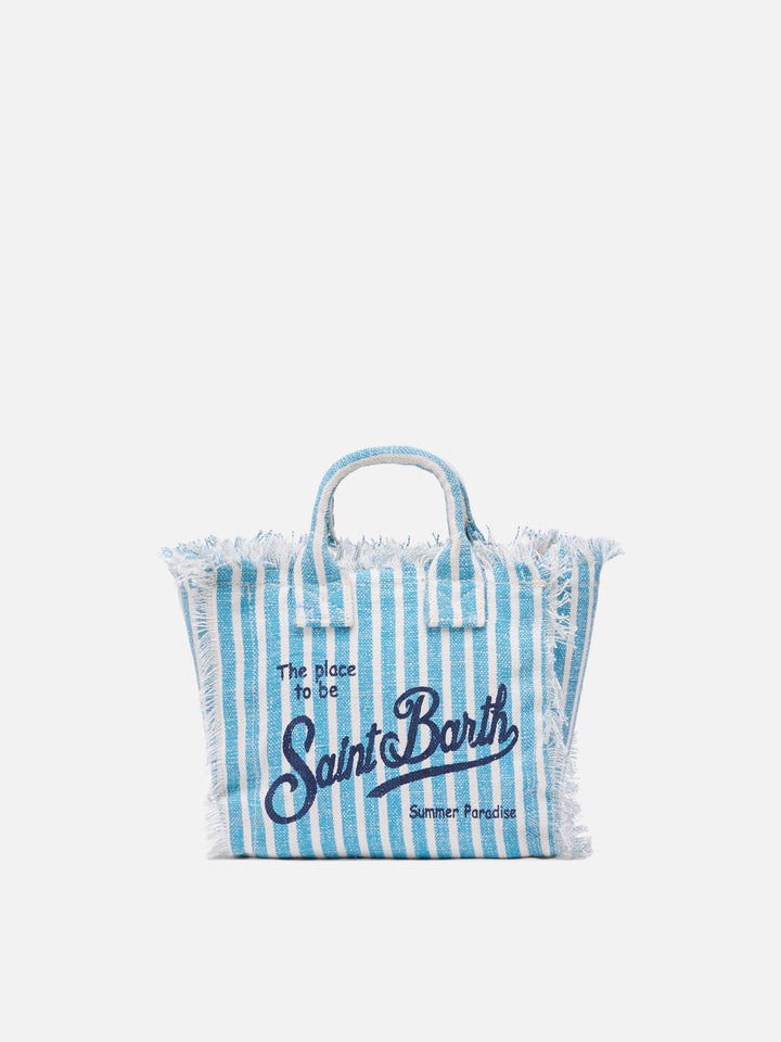 Borsa Mini Vanity Linen con stampa a righe