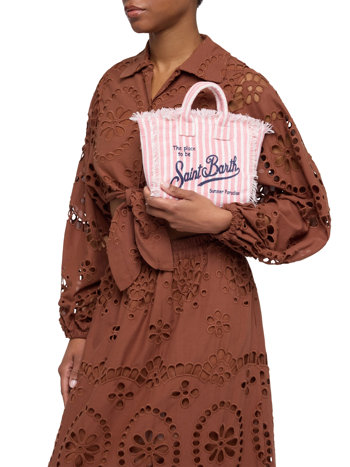 Mini Vanity Linen bag  with striped print