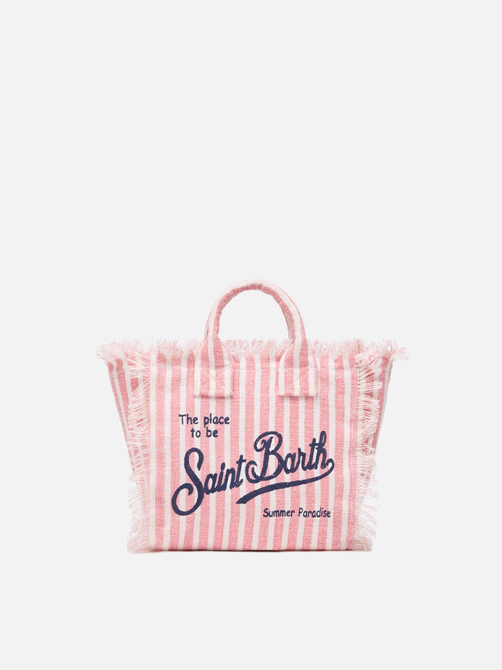 Borsa Mini Vanity Linen con stampa a righe