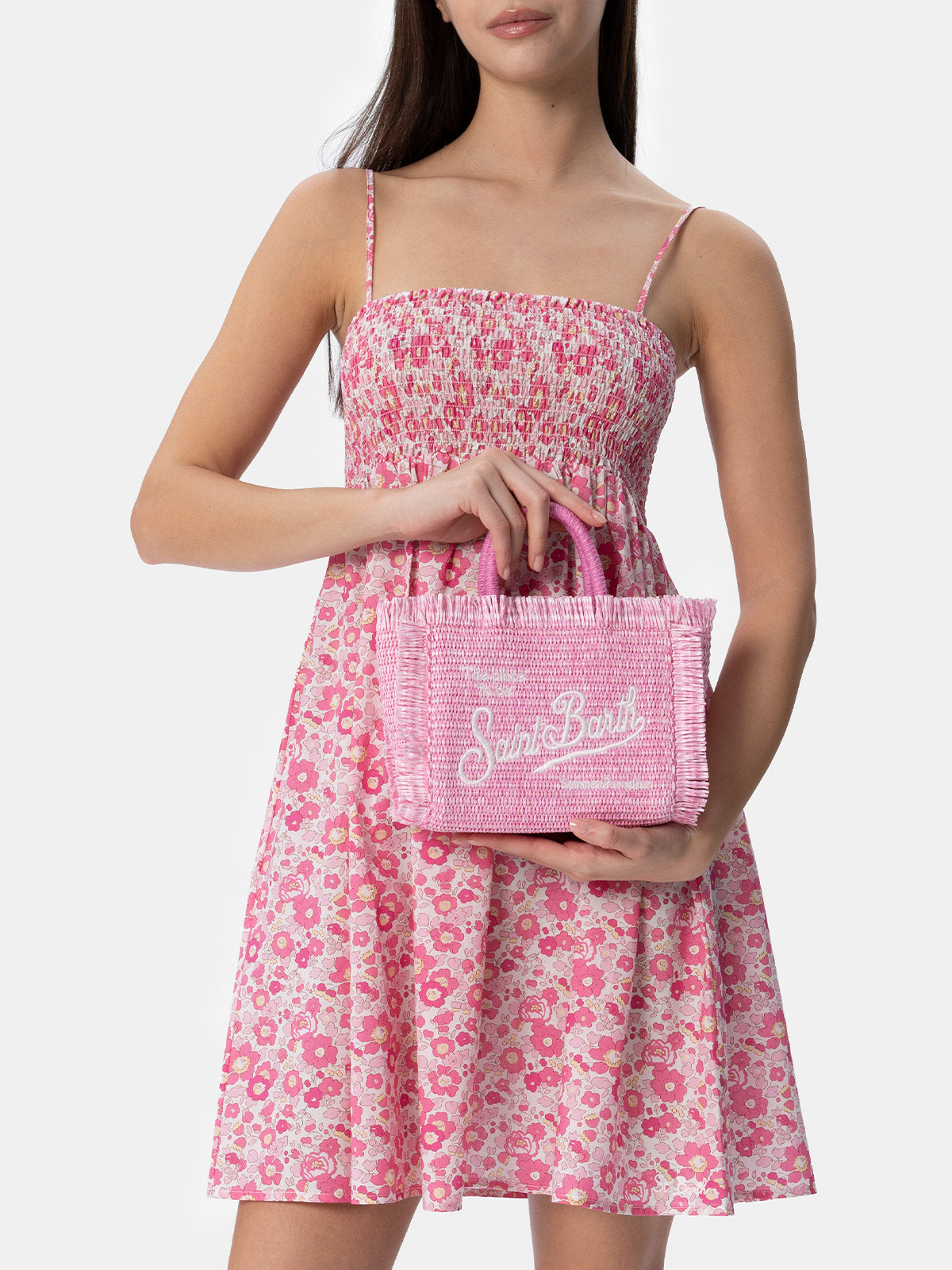 Pink Mini Vanity Straw bag