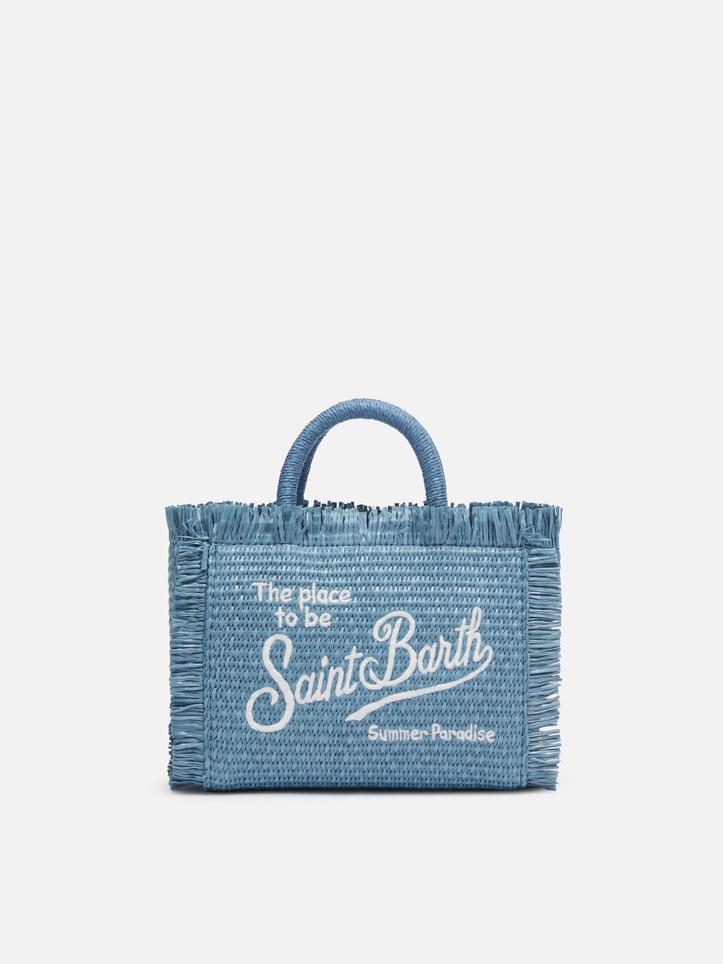Borsa Mini Vanity effetto paglia  in denim