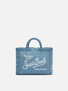 Borsa Mini Vanity effetto paglia  in denim
