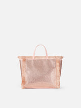 Mini Vanity fringed bag with rose gold rhinestones