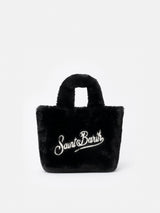 Mini Vanity black furry soft handbag