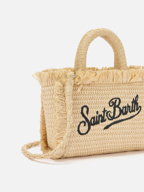 Vanity straw effect micro bag with blue details