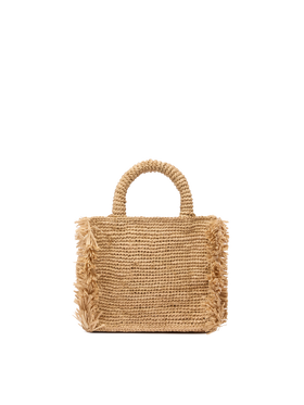Mini Vanity Raffia Fringes bag with Saint Barth embroidery