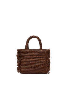 Mini Vanity Raffia Fringes bag with Saint Barth embroidery
