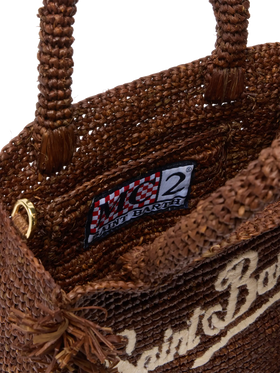 Mini Vanity Raffia Fringes bag with Saint Barth embroidery