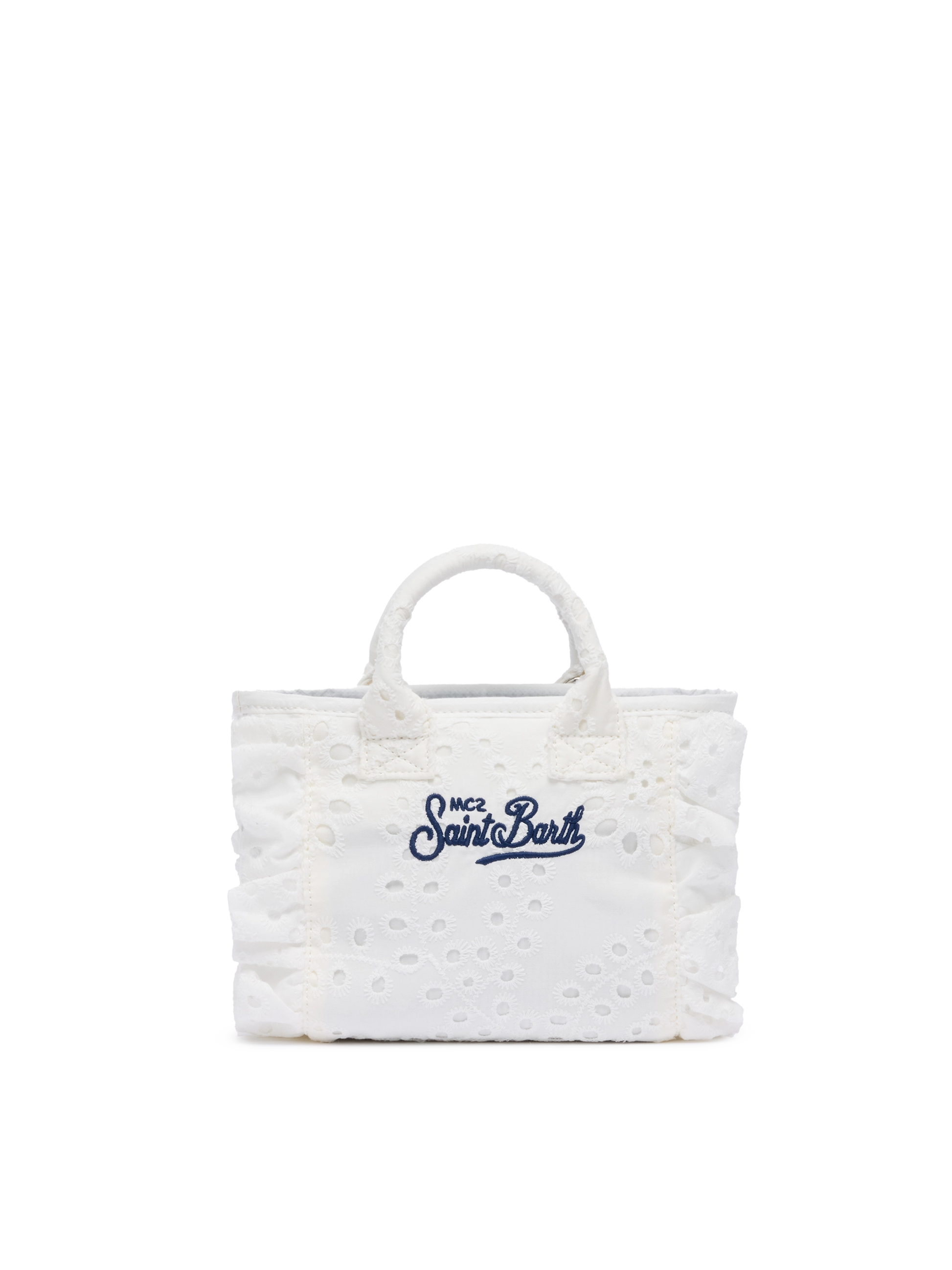 White Sangallo lace Mini Vanity Volant bag - MC2 Saint Barth