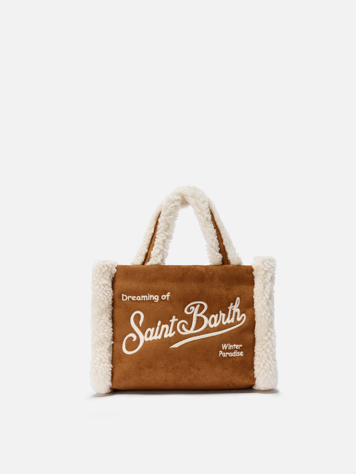 Borsa morbida a mano Vanity Mini Shearling cammello