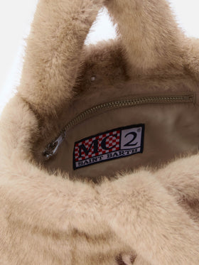 Vanity Mini Soft Handbag in beige faux fur