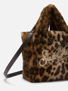Vanity Mini Soft Handbag in leopard-print faux fur
