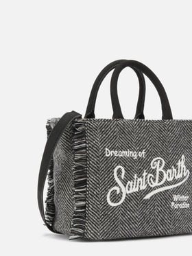 Borsa a mano Vanity Mini Wool in misto lana spinato