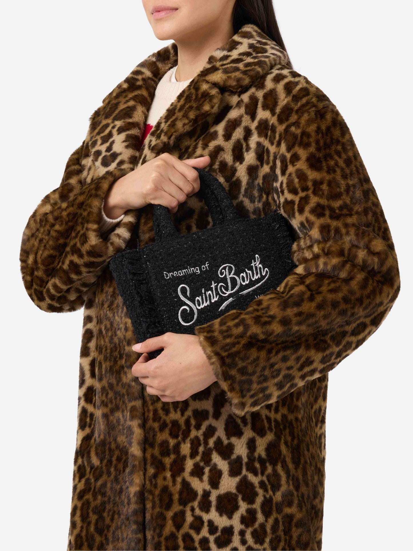 Vanity Mini Tweed Handtasche in Schwarz