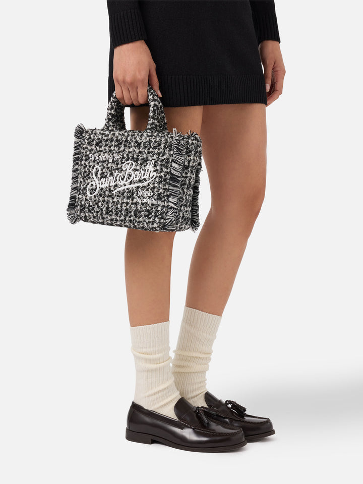 Vanity Mini Tweed Handbag in black and white