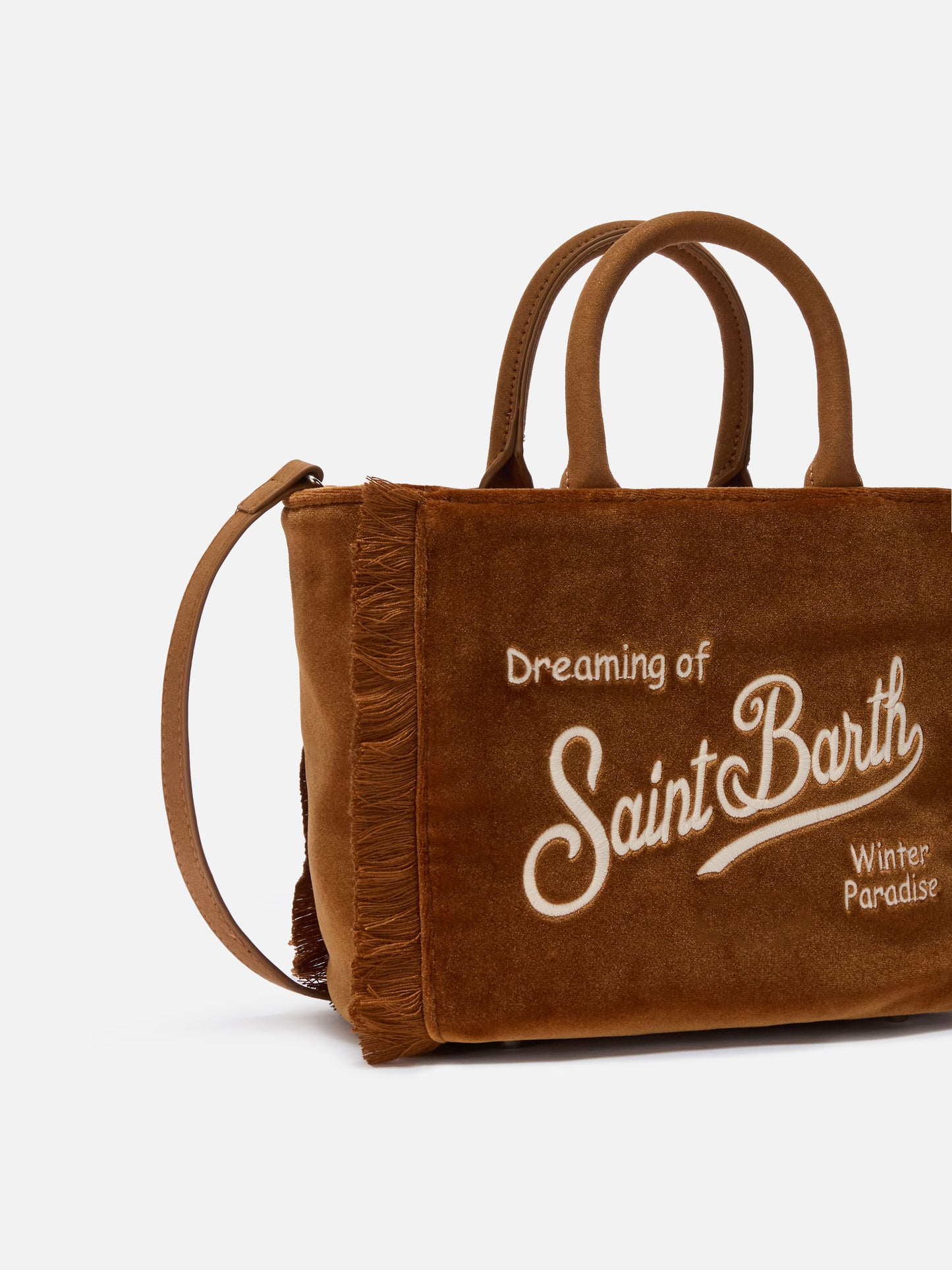 Vanity Mini Velvet Handbag in brown velvet and faux suede