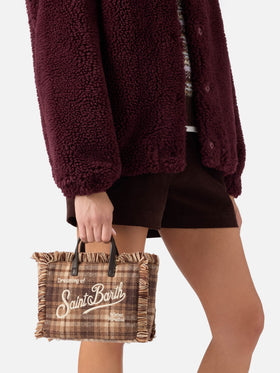 Mini bolso Vanity en mezcla de lana con estampado tartán 