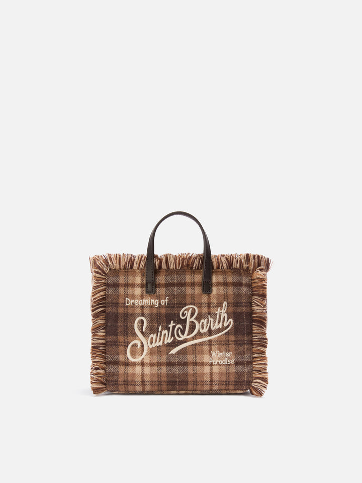 Mini Vanity bag in wool blend with tartan pattern