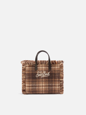 Mini bolso Vanity en mezcla de lana con estampado tartán 