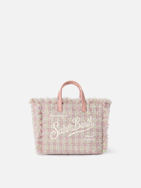 Mini Vanity bag rosa en tweed con hilo de lúrex 