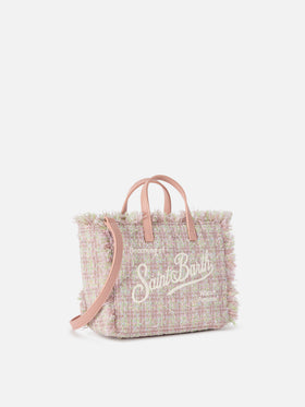 Mini Vanity bag rosa en tweed con hilo de lúrex 