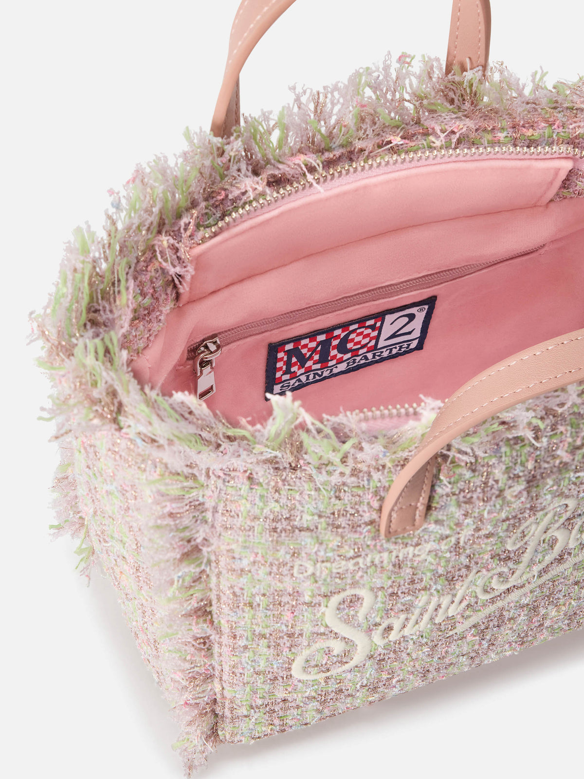 Mini Vanity bag rosa en tweed con hilo de lúrex 