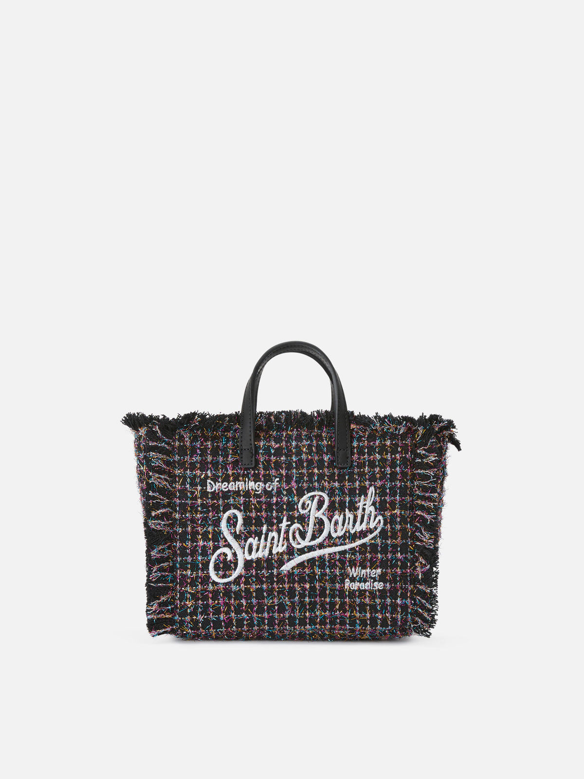 Schwarze Mini Vanity Bag aus Tweed mit glossy finish 