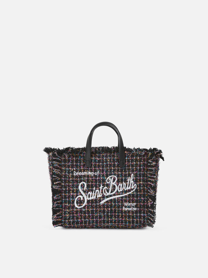 Mini Vanity bag noir en tweed avec glossy finish 