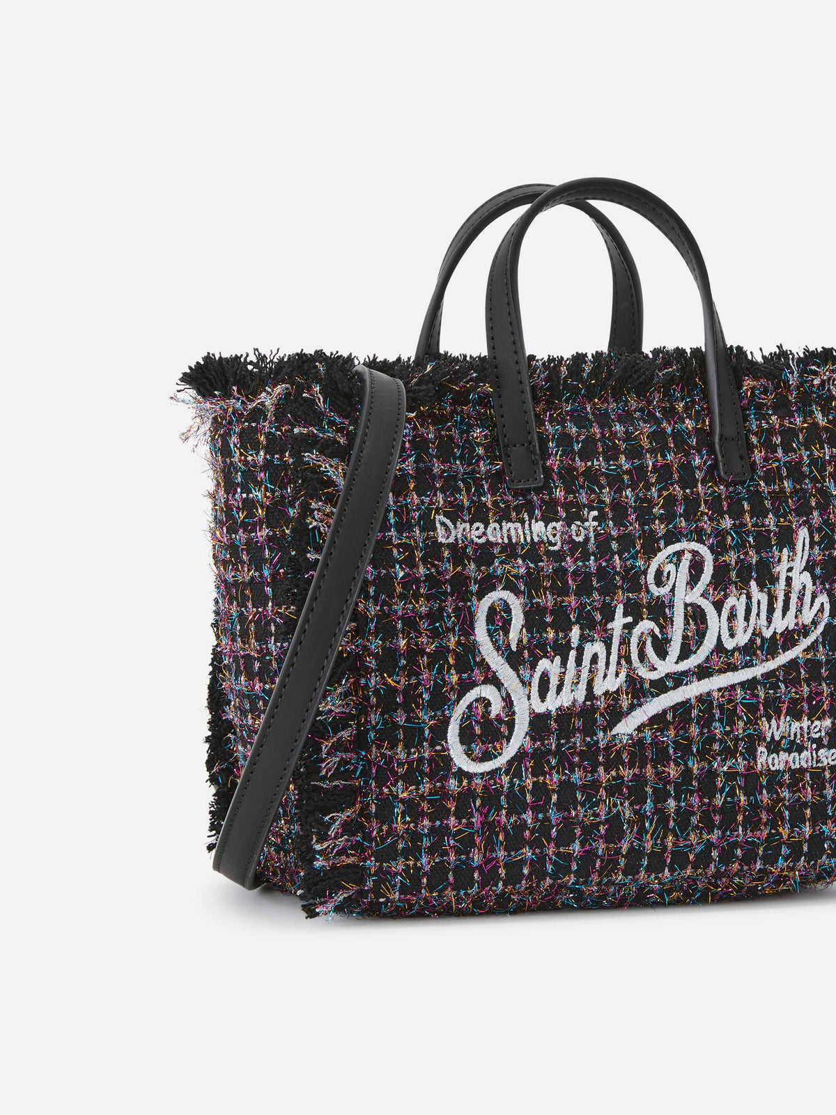 Schwarze Mini Vanity Bag aus Tweed mit glossy finish 