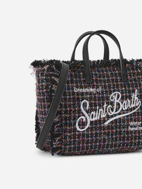 Schwarze Mini Vanity Bag aus Tweed mit glossy finish 