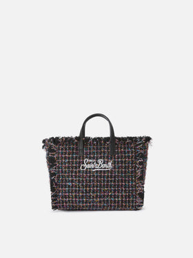 Schwarze Mini Vanity Bag aus Tweed mit glossy finish 