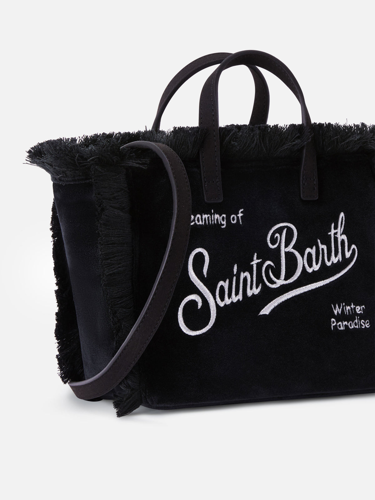 Mini sac Vanity noir en velours avec logo brodé 