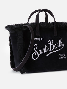 Mini sac Vanity noir en velours avec logo brodé 