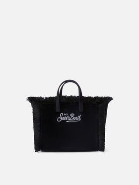 Mini sac Vanity noir en velours avec logo brodé 