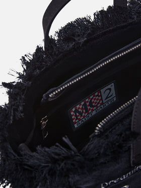Mini sac Vanity noir en velours avec logo brodé 