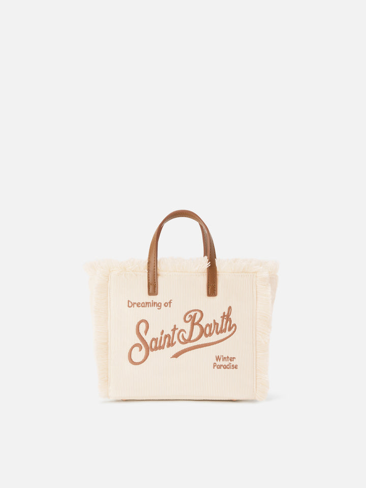 Off white Mini Vanity corduroy bag with logo embroidery