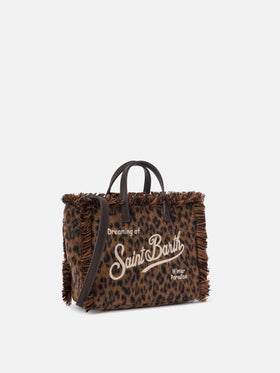 Mini sac Vanity en feutre avec imprimé léopard 