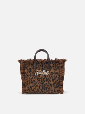 Mini sac Vanity en feutre avec imprimé léopard 