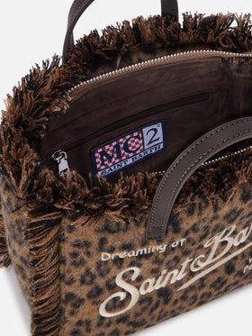 Mini sac Vanity en feutre avec imprimé léopard 