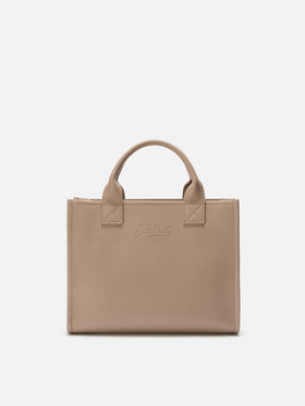Borsa a spalla Vanity Bag Large in pelle martellata nocciola
