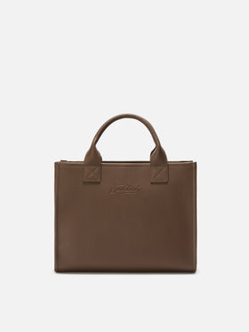 Borsa a spalla Vanity Bag Large in pelle martellata marrone